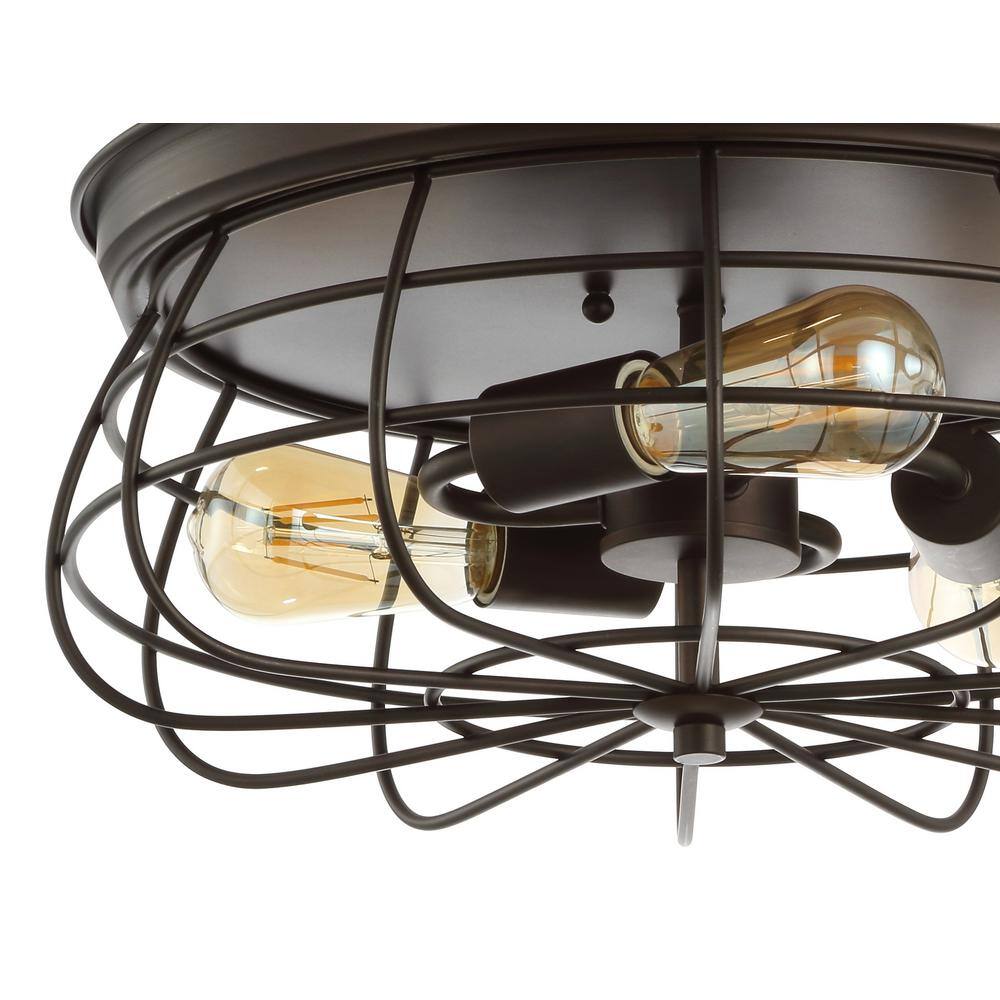 Farmhouse Bronze Cage 15.75" LED Flush Mount Ceiling Light