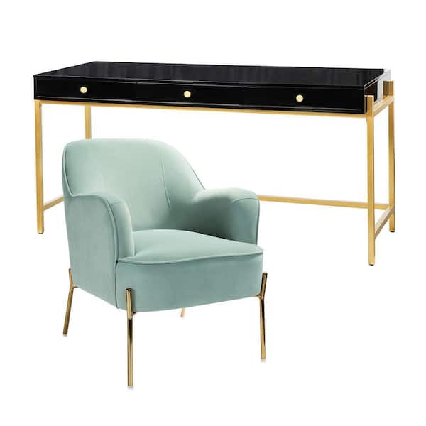 JAYDEN CREATION Alita Sage 2 Piece Office Set with Modern Desk and Chair