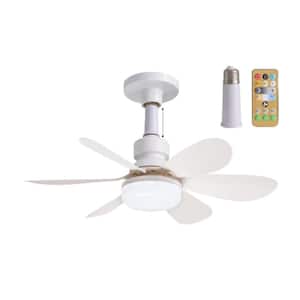 7.55 in. Indoor White Standard Ceiling Fan with LED Light and Remote Socket Bulb E26 Base for Bedroom Living Room