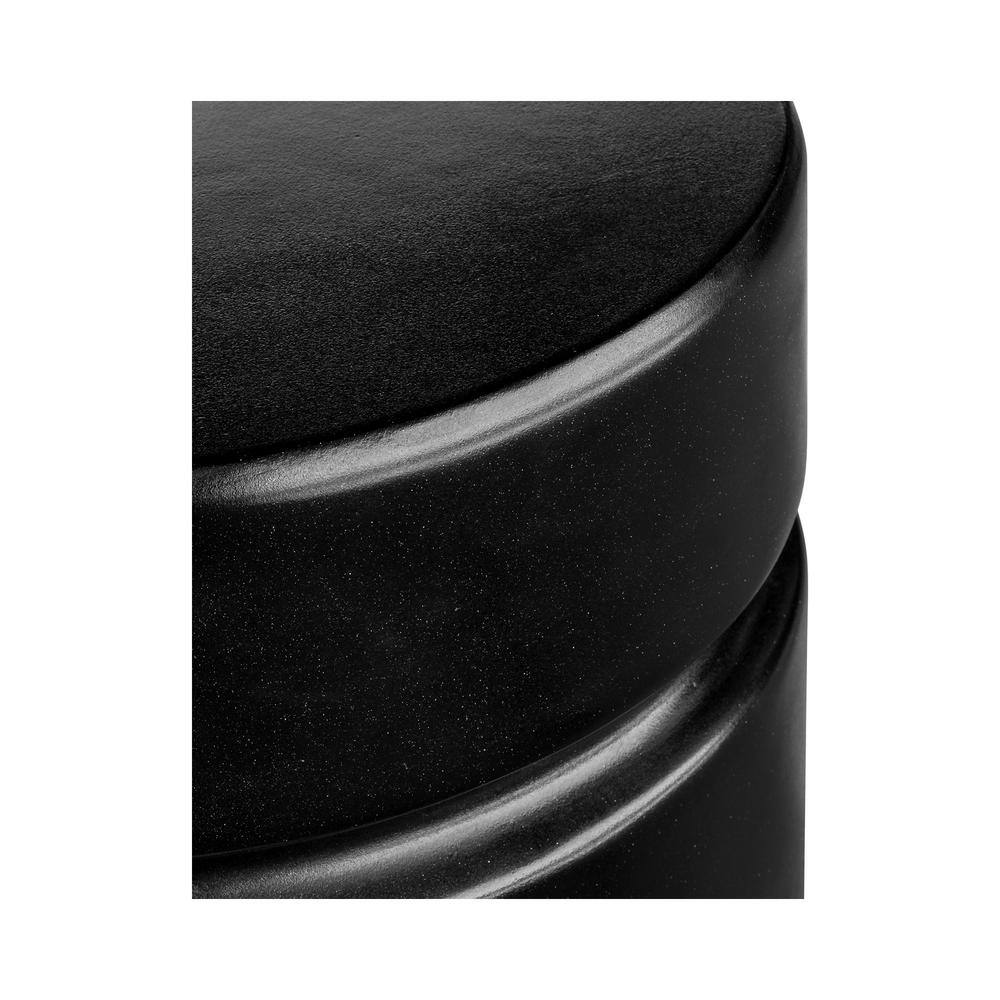 Black Round Concrete Drum End Table