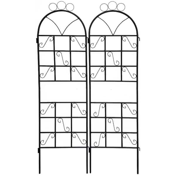 ToolCat 72 in. Metal Garden Trellis for Climbing Plants Outdoor Rustproof Plant Support-Black (2-Piece)