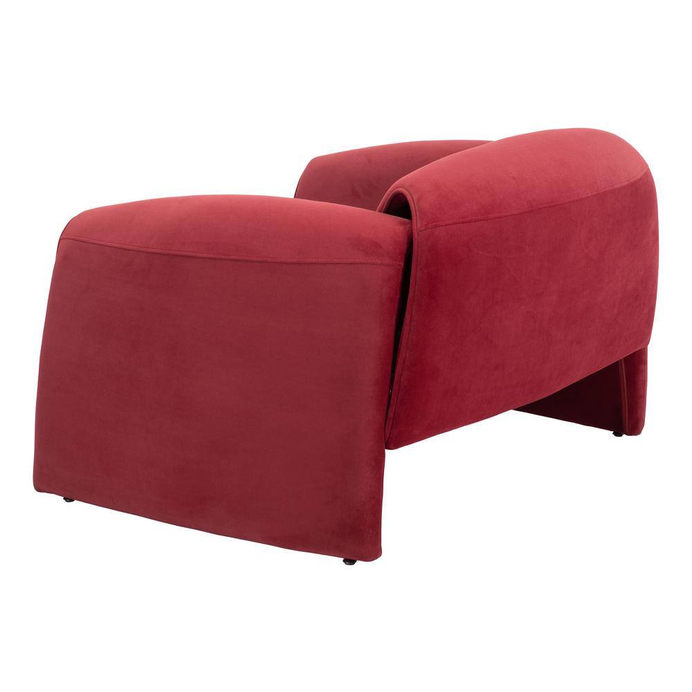 Horten Red Velvet Modern Accent Chair with Metal Frame