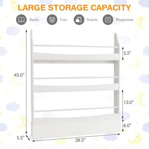 White 3-Tier Kids Bookshelf Toy Storage Bookcase Rack Wall w/Anti-toppling Kits