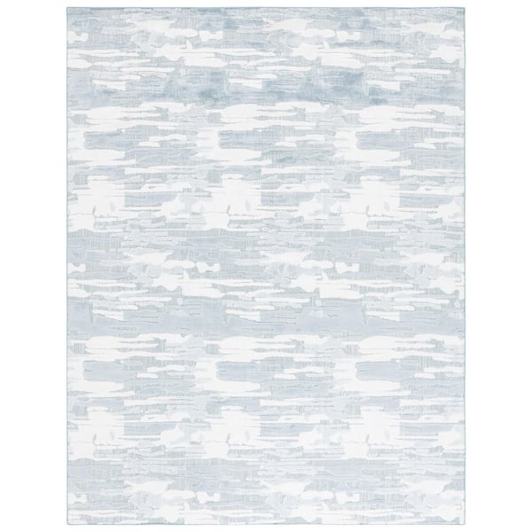 Mirage 9 ft. x 12 ft. Light Blue/Ivory High-Low Abstract Area Rug