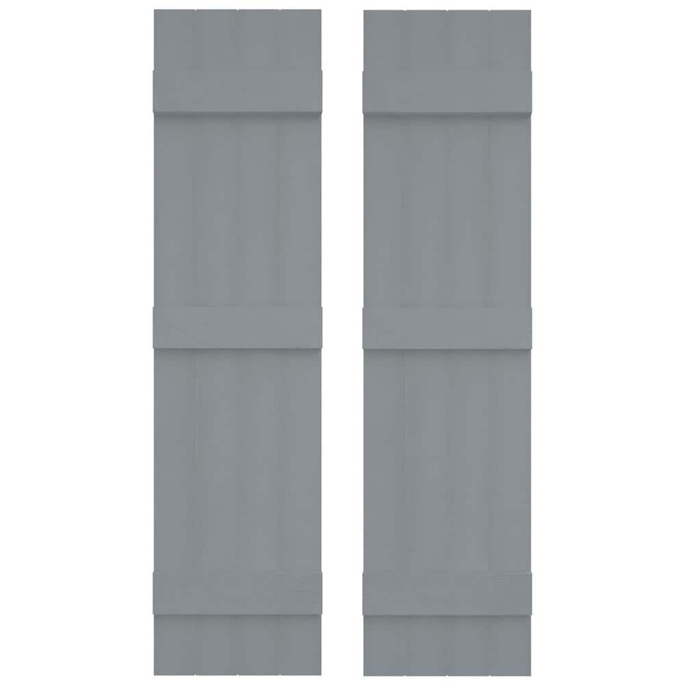Platinum Gray Vinyl Board and Batten Decorative Shutters, 14" x 63"
