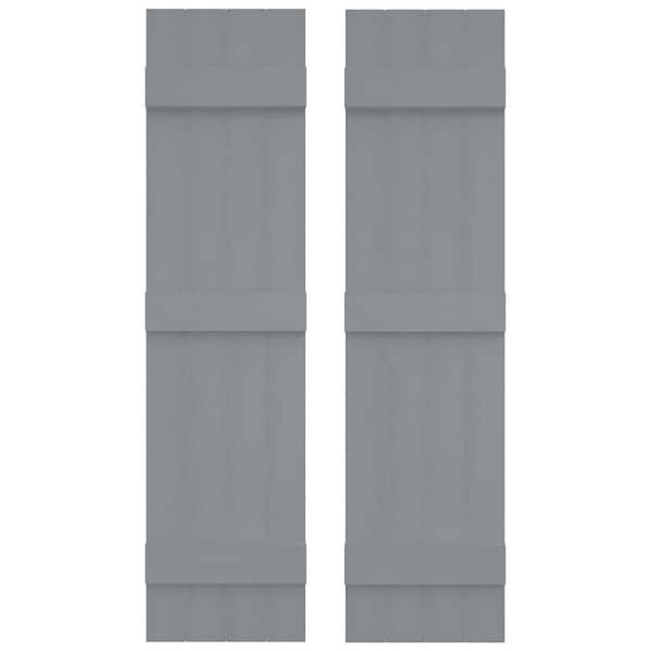 Ekena Millwork Builders Edge 14 in. W x 75 in. H Vinyl Board and Batten Shutters Pair in Platinum