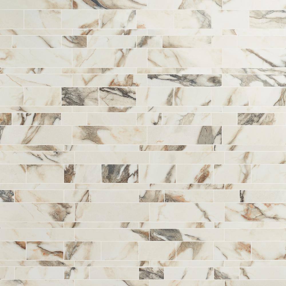 Calacatta Rustico Polished Porcelain Marble Look Mosaic Tile