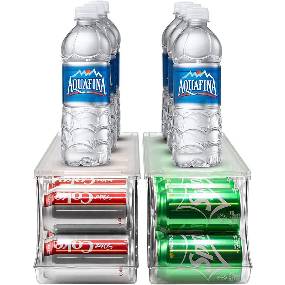 Clear Acrylic Stackable 12-Can Organizer with Lids, 2 Pack