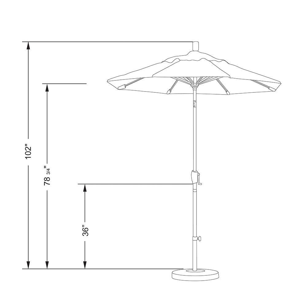 6' Forest Green Aluminum Market Umbrella with Crank Lift