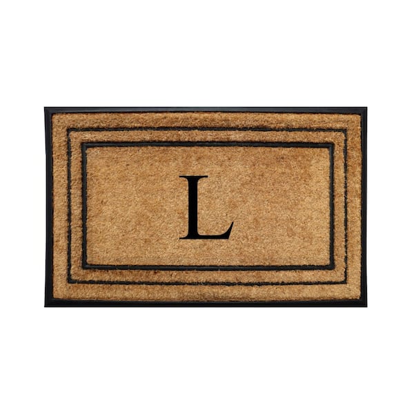 Unbranded A1HC Natural Coir Rubber Doormat, 18 in x 32 in, Heavy Duty, Dirt Trapping, Thick Non Slip Monogrammed L Doormats