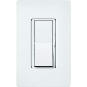 Diva Reverse-Phase Rocker Dimmer Switch, 250-Watt LED/Single Pole or 3-Way, Neutral Required, Glacier White