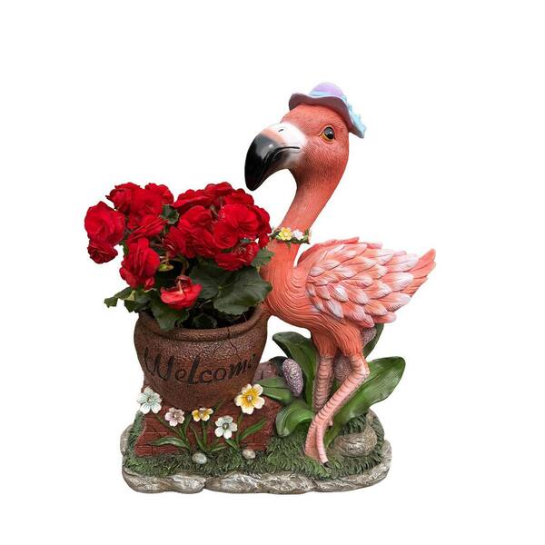 maocao hoom Outdoor Garden Sculpture Flamingo Flower Pot Planter
