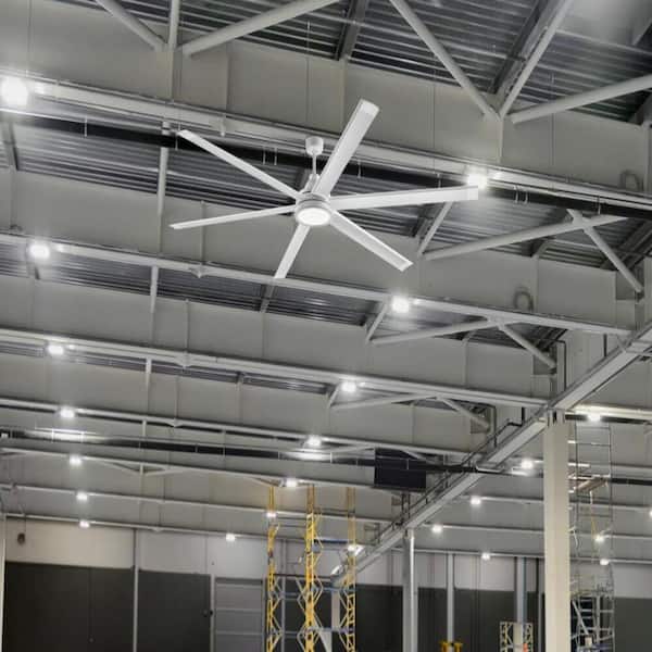 Tilden 120 in. Indoor/Outdoor Brushed Nickel Ceiling Fan with Adjustable White Integrated LED and Remote Included