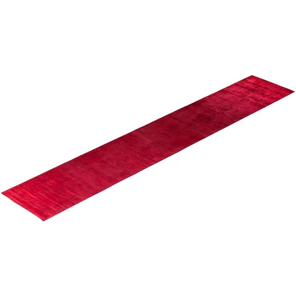 Overdyed Pink 3 ft. x 19 ft. Solid Wool Indoor Runner Rug