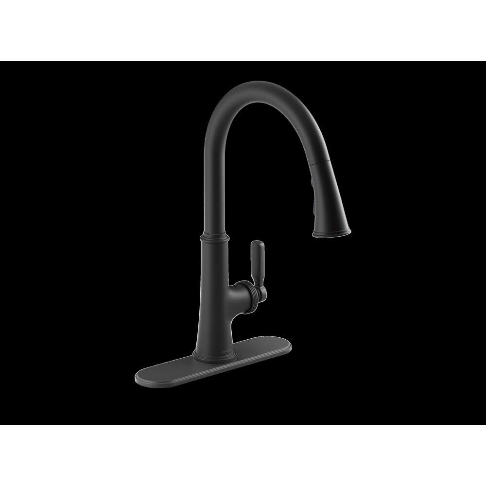 Adva Single Handle 3-Function Pull Down Sprayer Kitchen Faucet In Matte Black