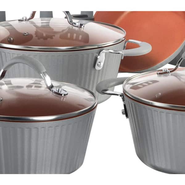 NutriChef 12-Piece Reinforced Forged Aluminum Non-Stick Cookware