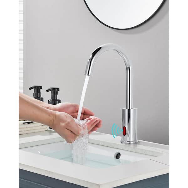 Automatic Sensor Touchless Bathroom Faucet with Deckplate Included in Chrome