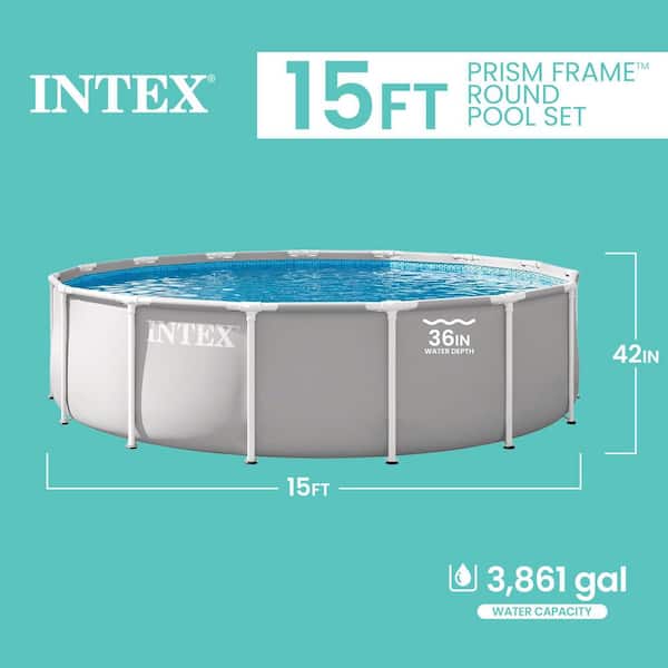 Intex Prism Frame 15 ft. x 42 in. Premium Round Above Ground Pool