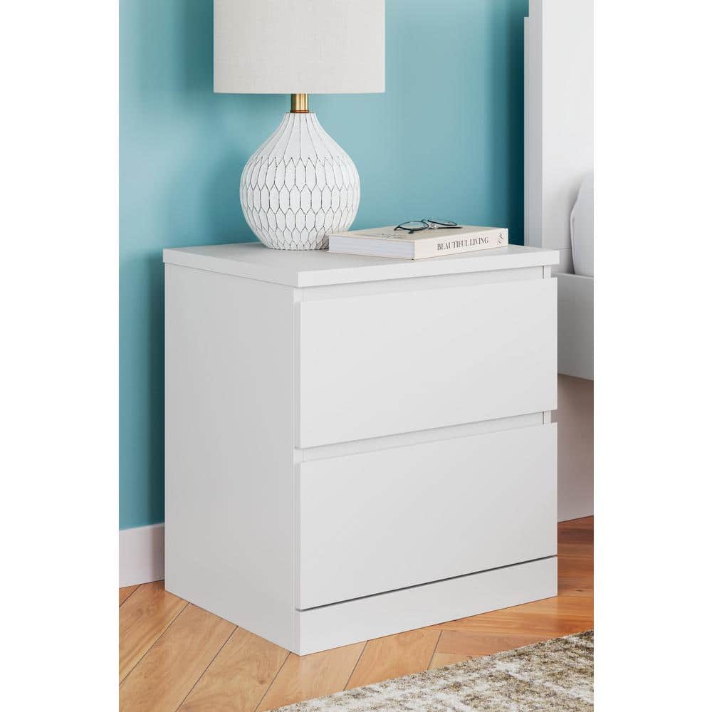 White Modern 2-Drawer Nightstand with Sleek Design