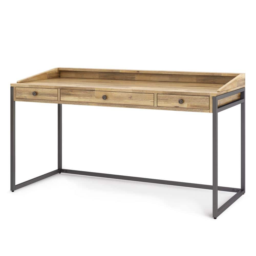 Distressed Golden Wheat Acacia Wood Writing Desk with Keyboard Tray