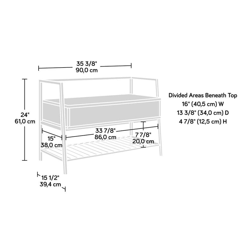 Sindoori Mango and Black Metal Entryway Bench with Hidden Storage