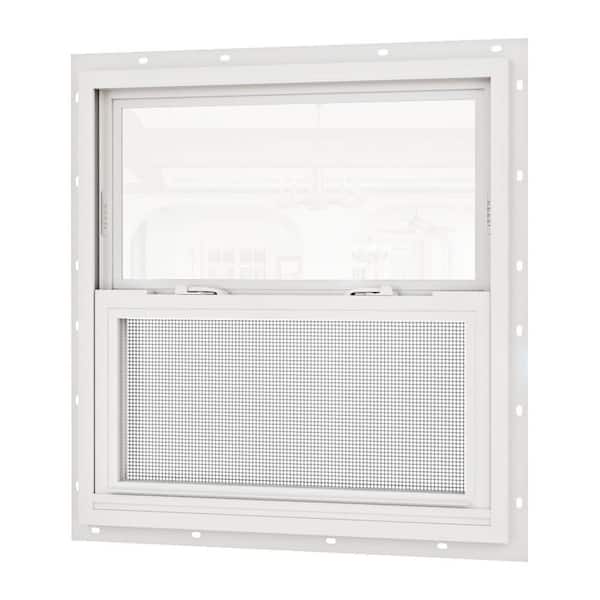 36 in. x 38 in. 62-Series Double Glazed Single Hung Vinyl Window with Tempered Glass, White Interior with Black Exterior
