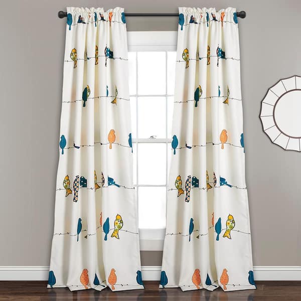 Multi Animal Print Rod Pocket Room Darkening Curtain - 52 in. W x 84 in. L (Set of 2)