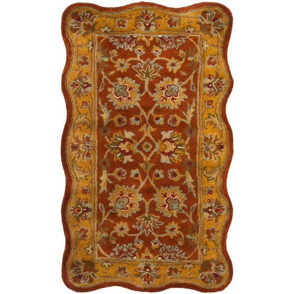 SAFAVIEH Heritage Red/Natural 2 ft. x 4 ft. Border Scalloped Area Rug
