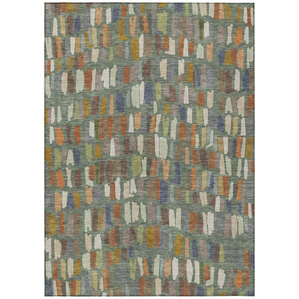 Chantille Machine Washable Indoor/Outdoor Abstract ACN2377 Basil 9 ft. x 12 ft. Area Rug