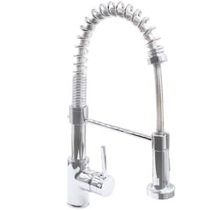 Commercial Style Single Faucet Handle Deck Mount Pull Down Sprayer Kitchen Faucet with Dual Action in Polished Chrome