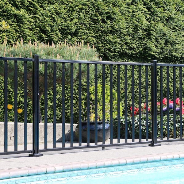 AquatinePLUS 5/8 in. x 72 in. x 4 ft. Black Aluminum Pool Fence Rail and Picket Kit