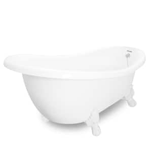 71 in. AcraStone Slipper Clawfoot Non-Whirlpool Bathtub and Feet in White