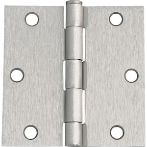 3-1/2 in. Square Corner Satin Nickel Door Hinge Value Pack (3 per Pack)
