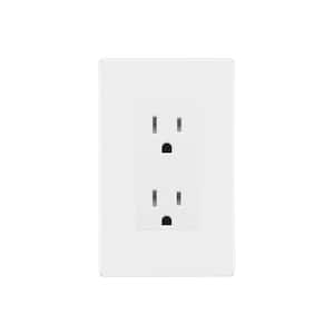15 Amp Tamper-Resistant Receptacles Duplex Outlet With LED Indicator Decor Wall Plate Included, White UL Listed(10-Pack)