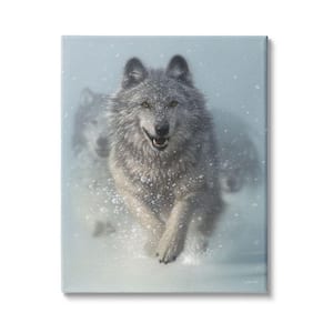 Wolves Running Snow Siberian Wild Winter Animals by Collin Bogle Unframed Print Nature Wall Art 36 in. x 48 in.