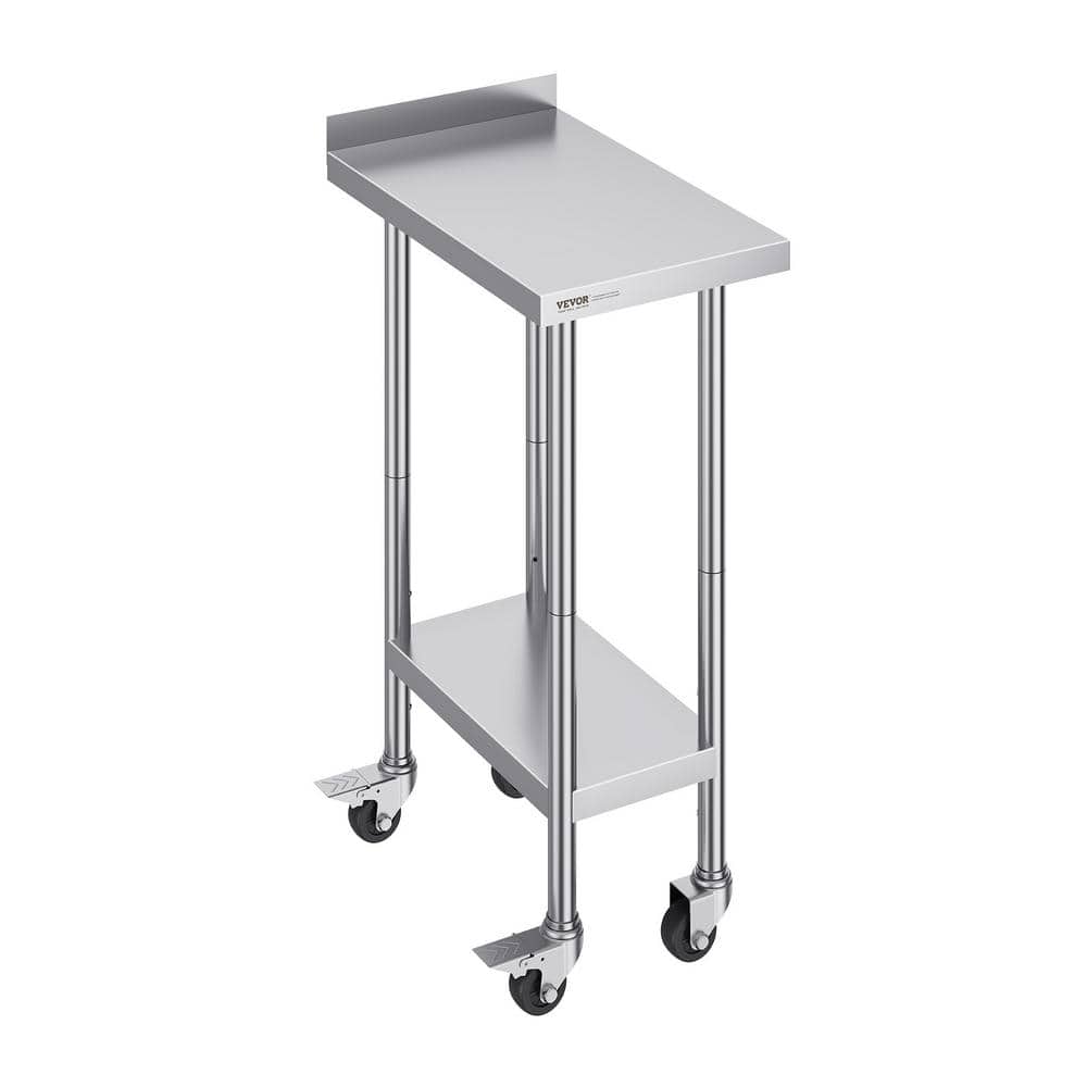 Stainless Steel Adjustable Height Kitchen Cart with Casters