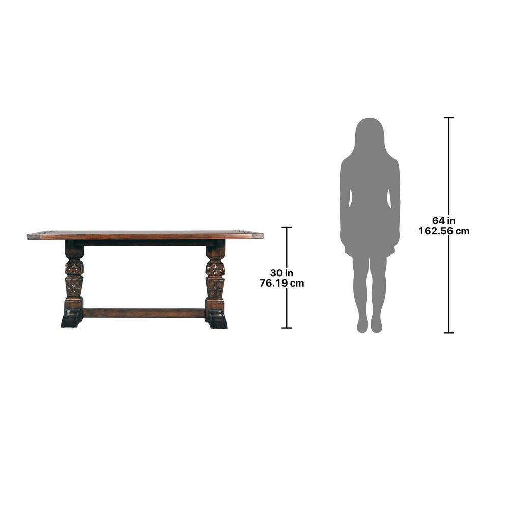 Hand-Carved Mahogany Rectangular Dining Table for Six