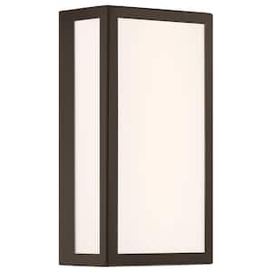 GEO Black, White Indoor/Outdoor Hardwired Wall Lantern Cylinder Sconce with Integrated LED