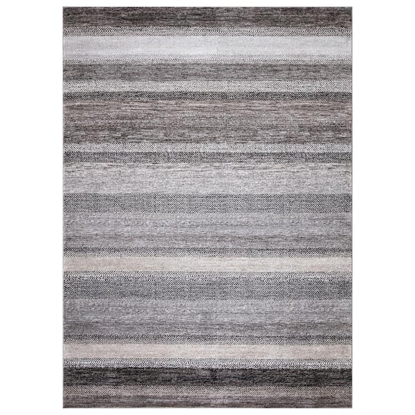Concord Global Trading Positano Collection Florencia Gray 5 ft. x 7 ft. Stripe Area Rug