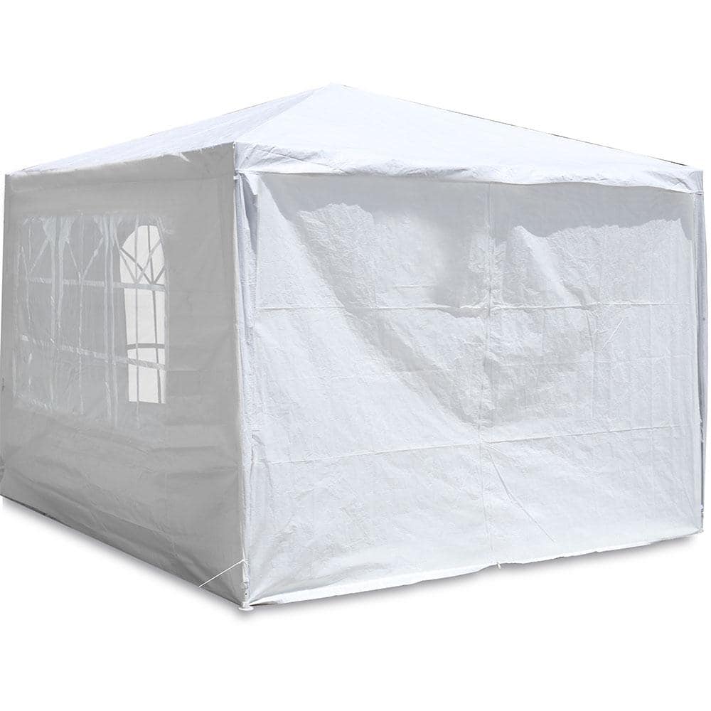 10x10 White Metal Pop-Up Gazebo with Removable Walls
