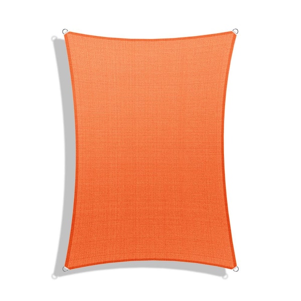 BANSA ROSE 12 ft. x 8 ft. Orange Rectangle Heavy Weight Sun Shade Sail, 95% UV Blockage, Patio and Pool Cover