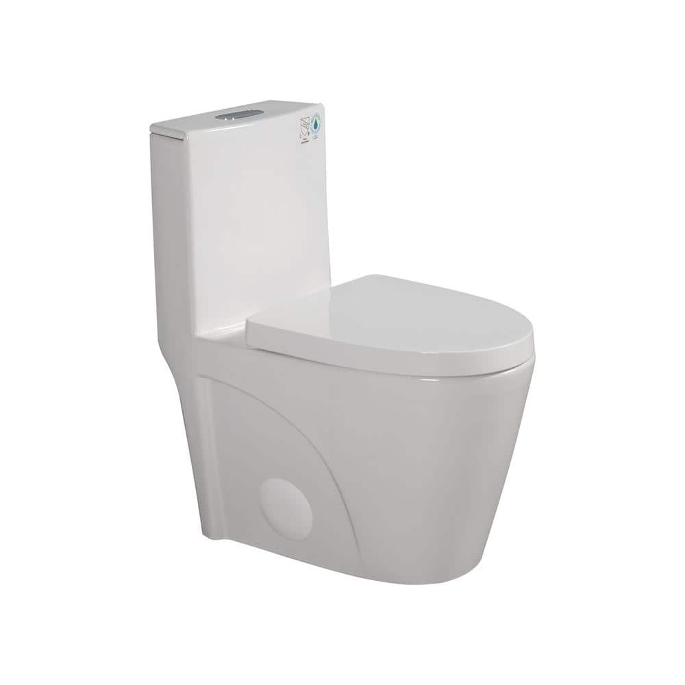 27.17 in. Modern Design Gloss White 1.1/1.6 GPF Dual Flush 1-Piece Water-Sa