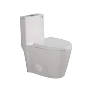 27.17 in. Modern Design Gloss White 1.1/1.6 GPF Dual Flush 1-Piece Water-Saving Elongated Toilet with Soft-Close Seat