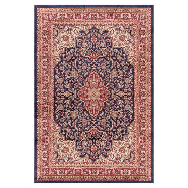 Concord Global Trading Jewel Collection Heriz Navy Rectangle Indoor 9 ft. 3 in. x 12 ft. 6 in. Area Rug