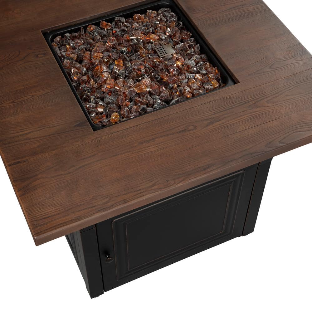 Bronze Square Steel Propane Gas Fire Pit Table with Oil-Rubbed Finish