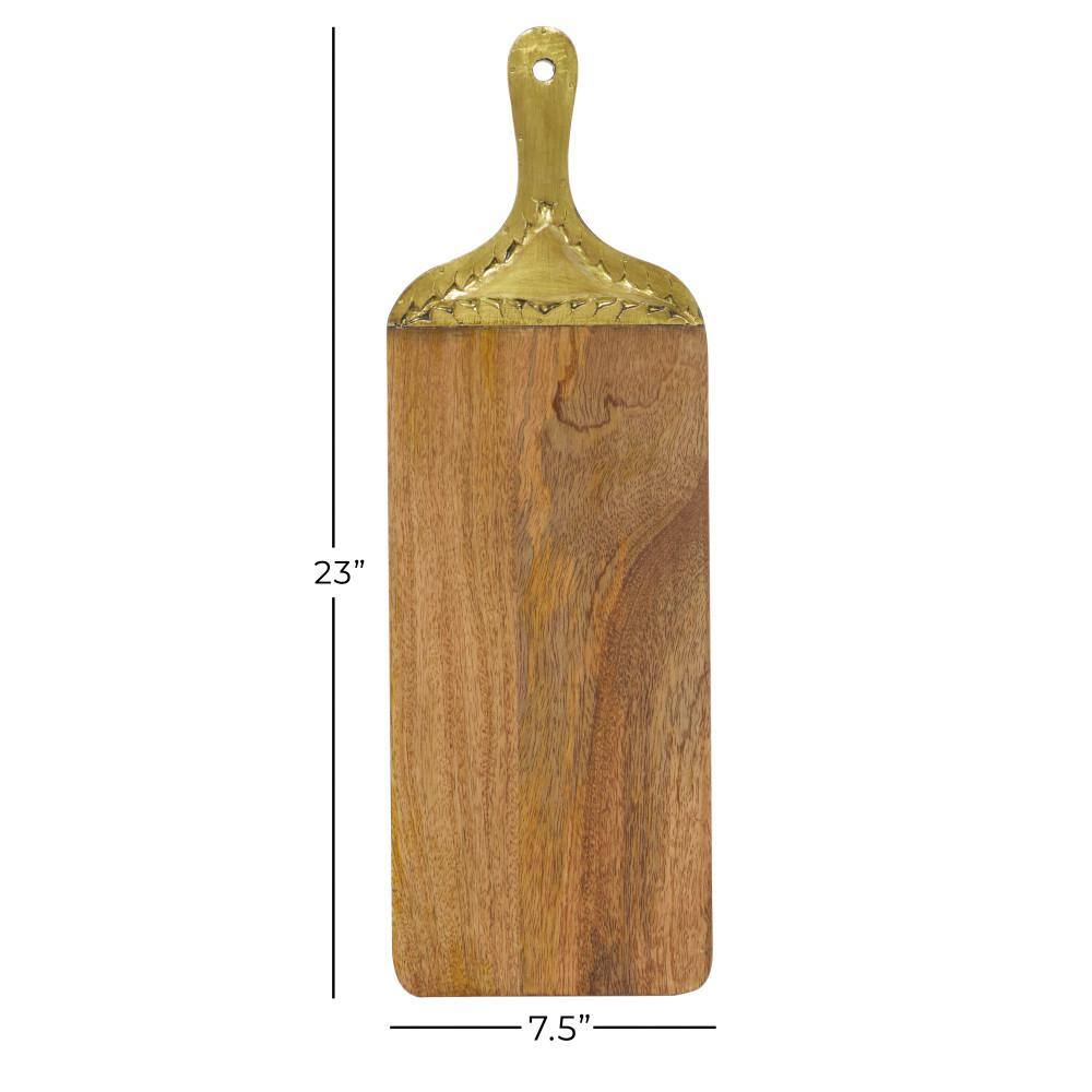 Brown Mango Wood Rectangular Cutting Board with Gold Accents