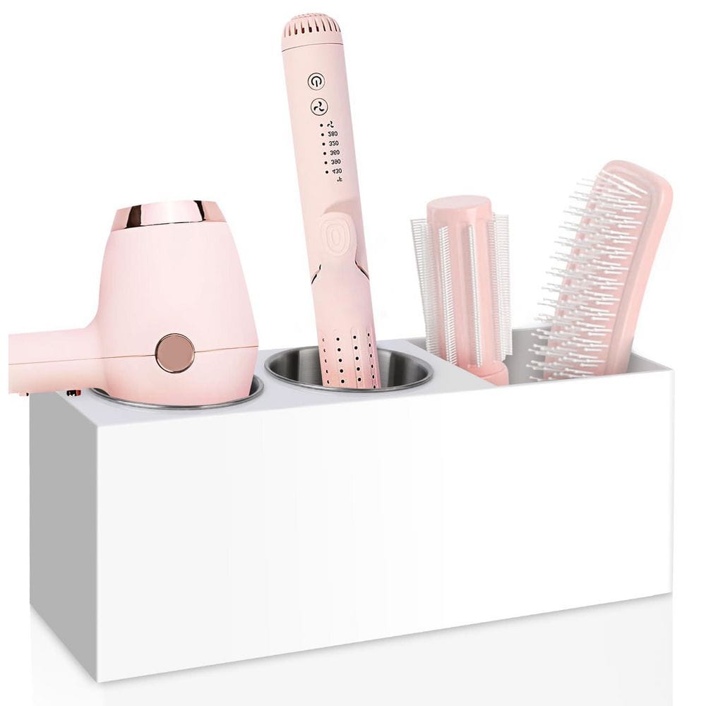 Wall Mount Countertop Hair Tool Organizer with Heat-Resistant Steel Cups Acrylic Holder in White Standard price history on PriceWatchPro
