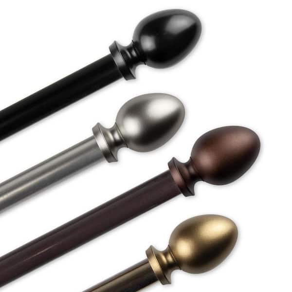 EMOH 13/16" Dia Adjustable 18-28" Single Curtain Rod in Cocoa with Tomesha Finials