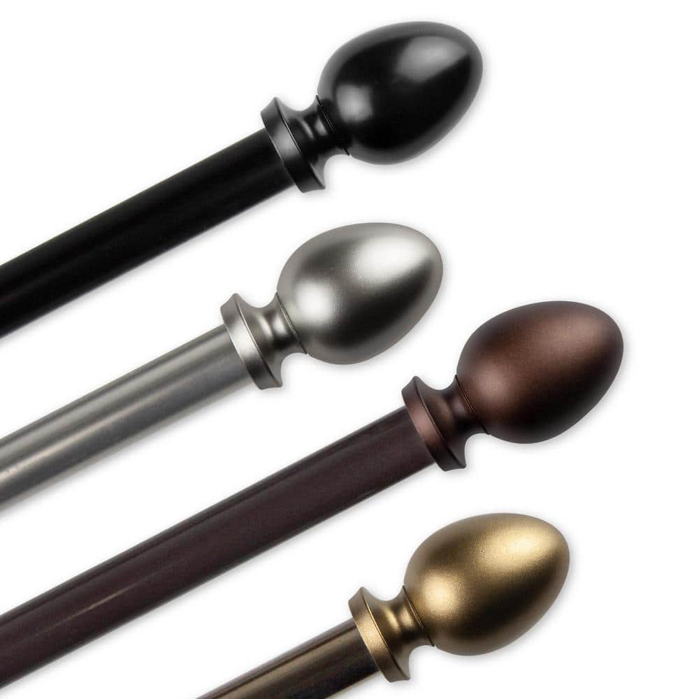 "13/16"" Dia Adjustable 66-120"" Single Curtain Rod in Black with Tomesha Finials" price history on PriceWatchPro
