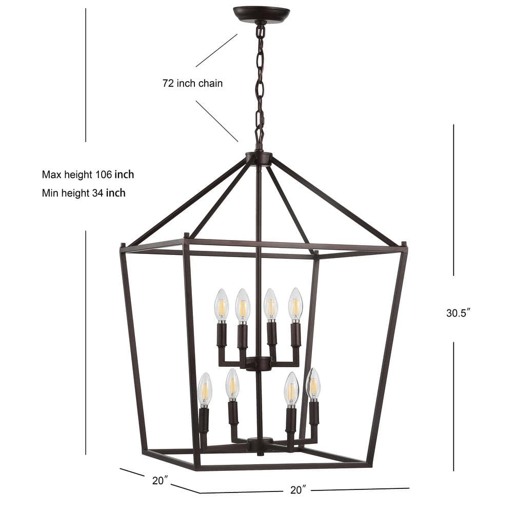 Pagoda 20" Oil-Rubbed Bronze LED Lantern Pendant with Adjustable Chain